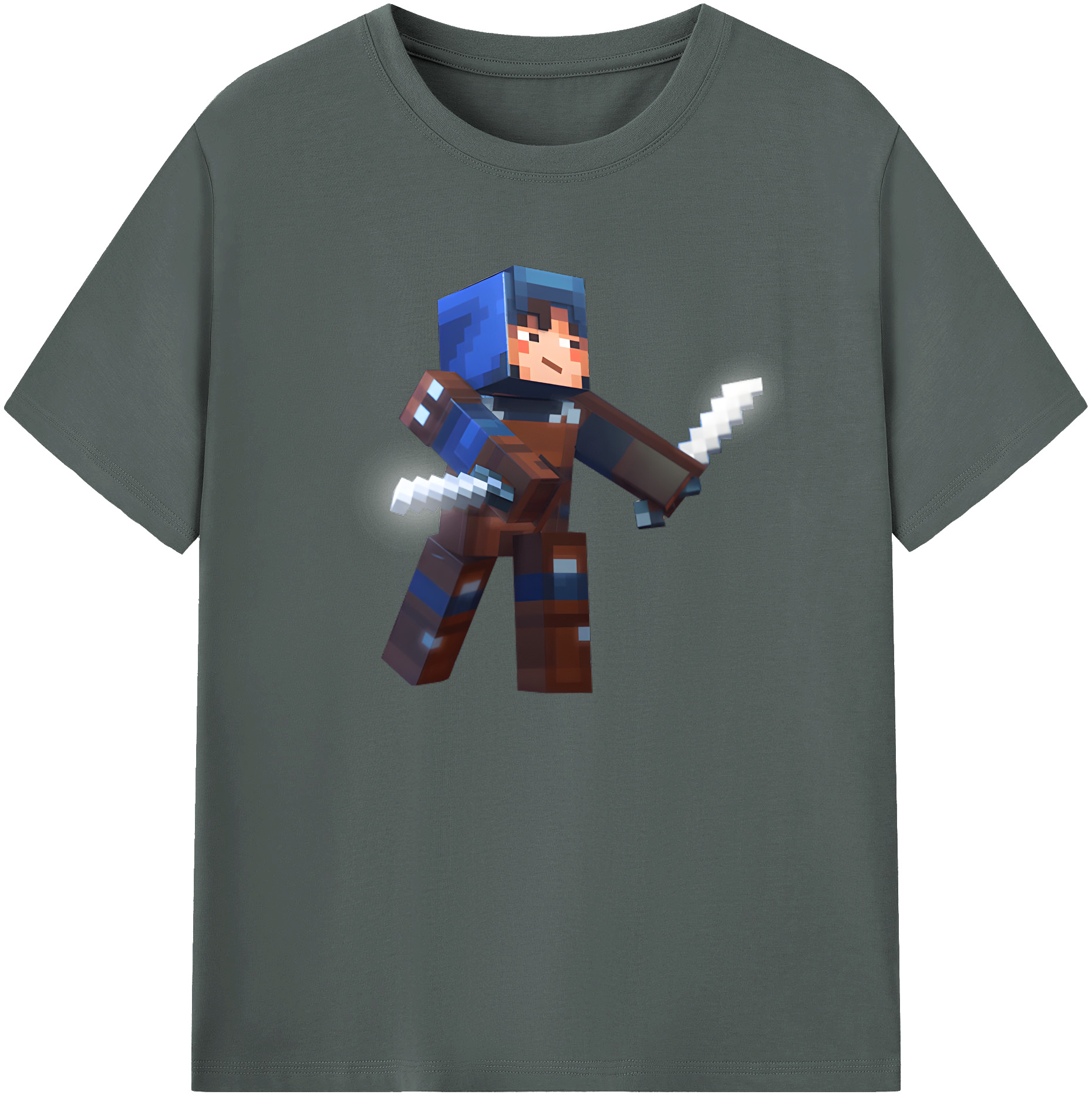 （画像用） マインクラフト ブロックの世界 Minecraft MC Block world 綿100％ メンズ半袖Tシャツ｜肌触りやわらか＆通気性
